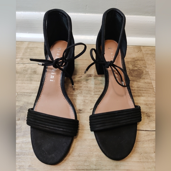 Gianni Bini Women's Black Suede sandal block heel ankle tie shoe size 8.5 - Picture 3 of 5